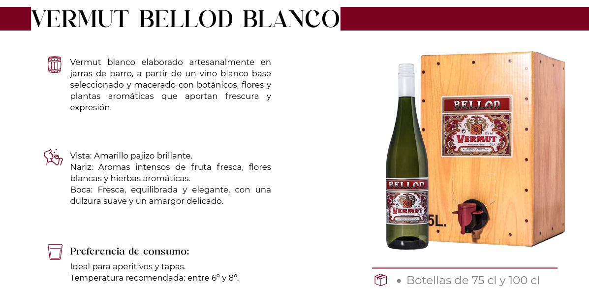 Vermut Bellod blanco 75cl. | caja 6 botellas