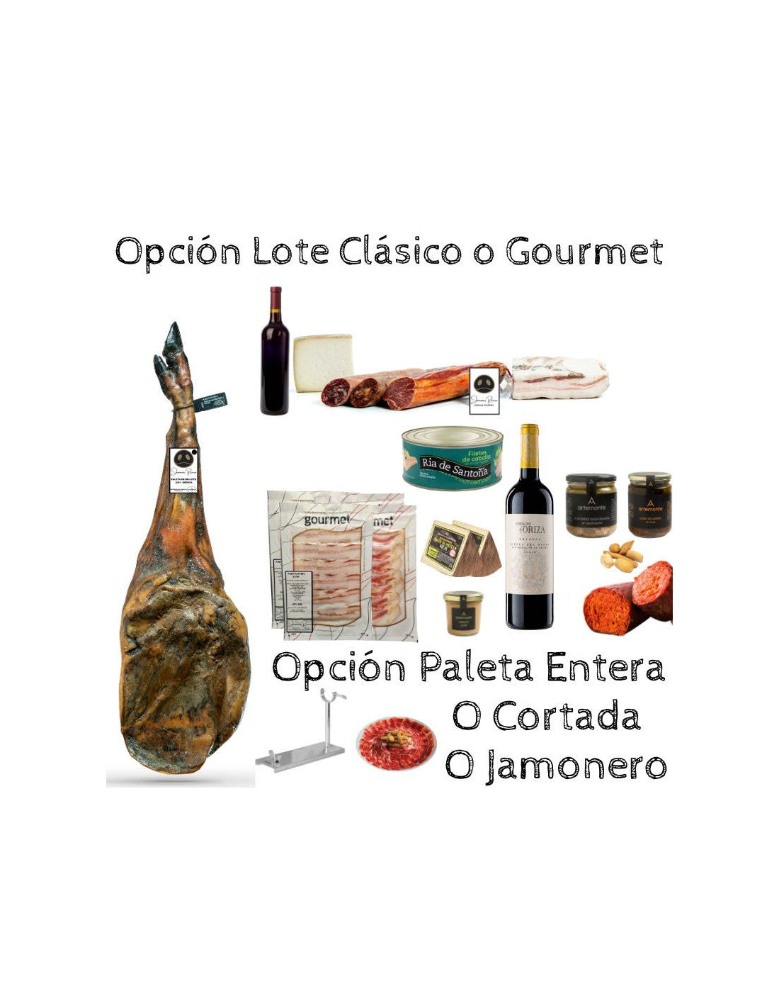 Cesta de Navidad con Paleta de Bellota 100% Ibérica Rivera 4,5-5 kgs