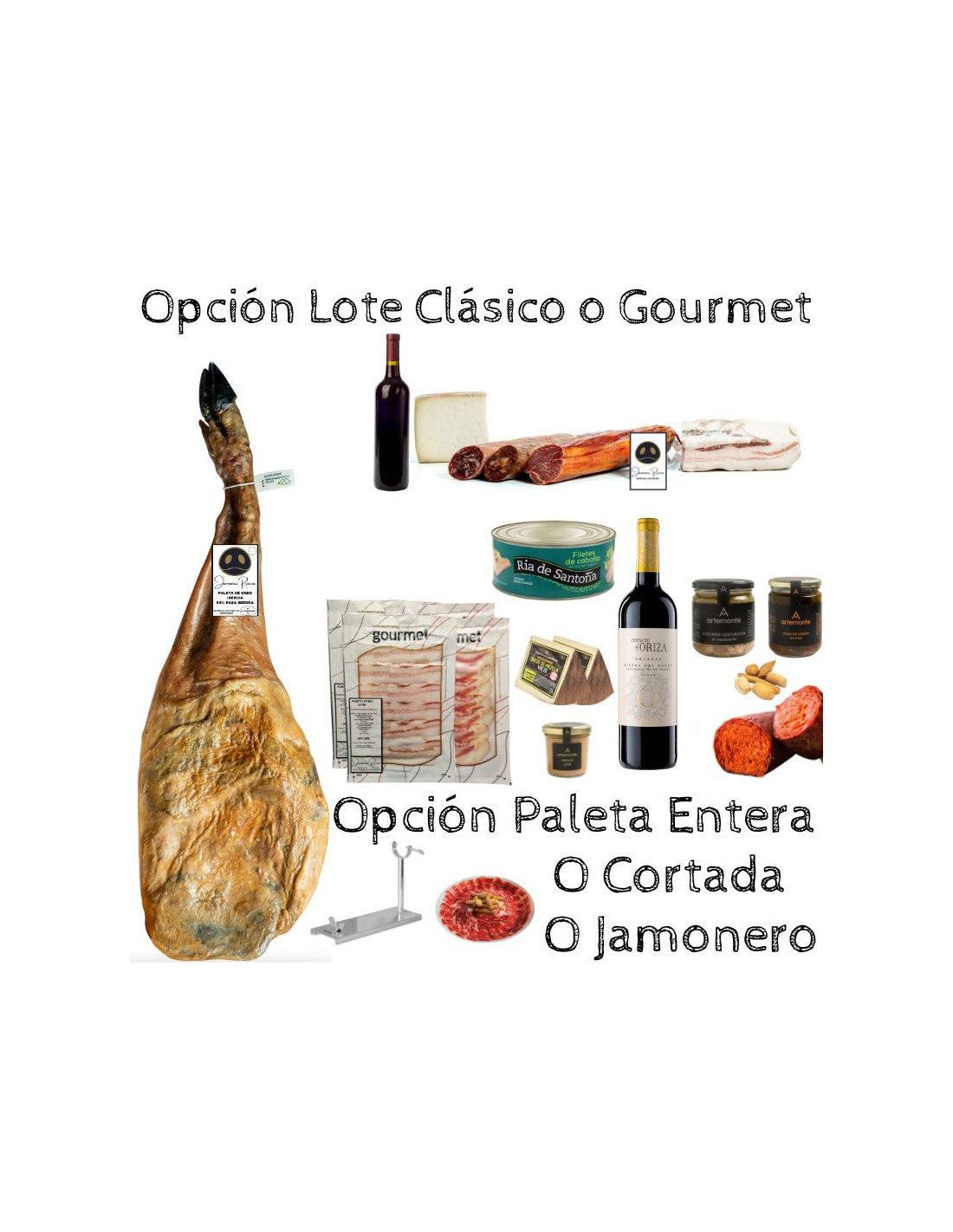 Cesta de Navidad con Paleta de Cebo Ibérica 50% Raza Ibérica Rivera