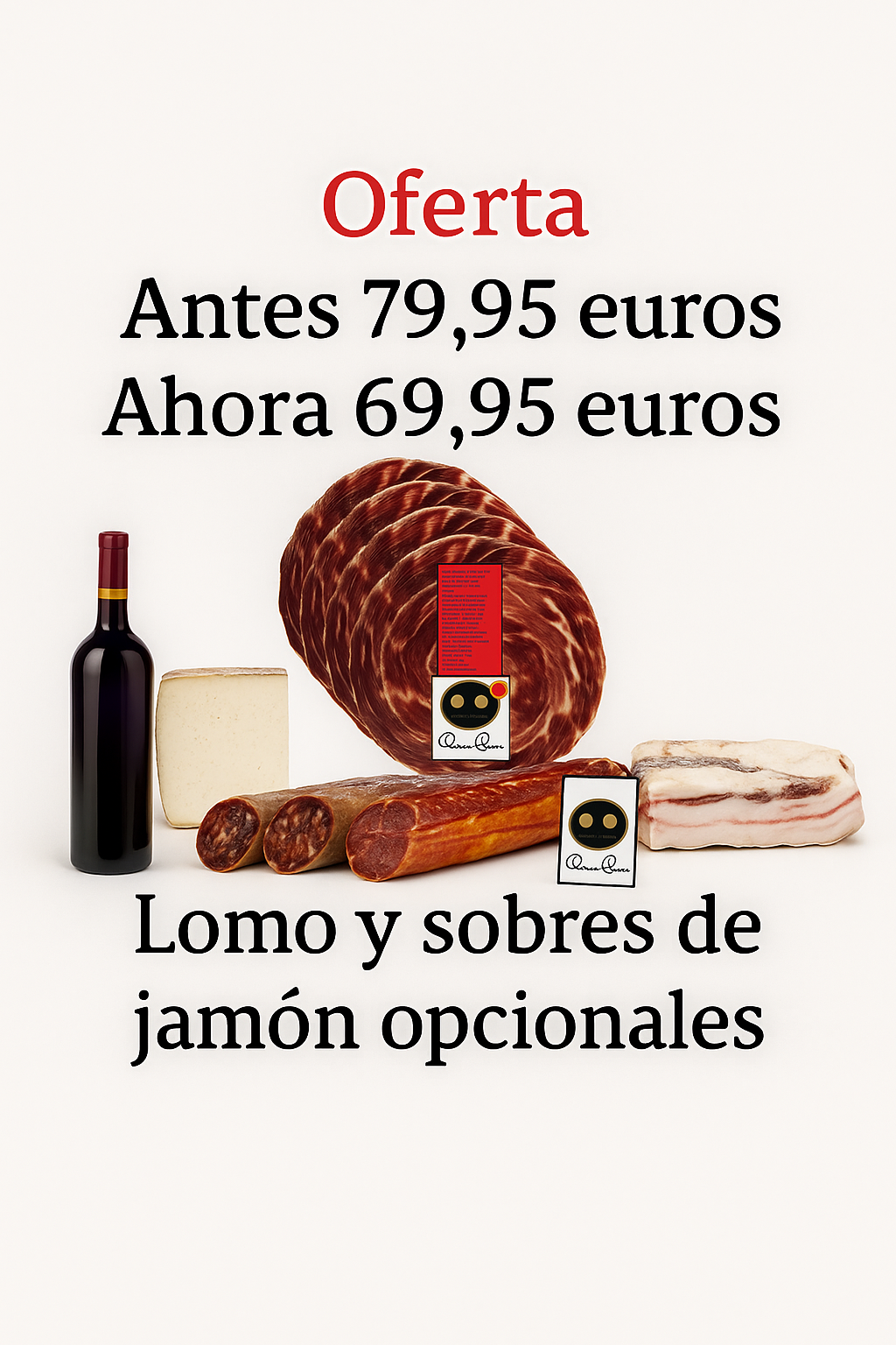 Cesta de Navidad Rivera: ibéricos de Bellota y vino tinto