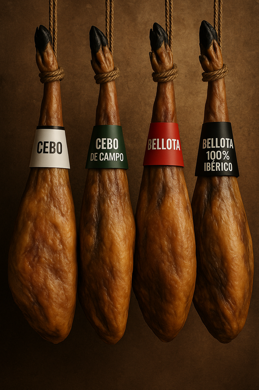 Diferencias entre jamón ibérico de cebo, cebo de campo y bellota (explicado fácil)