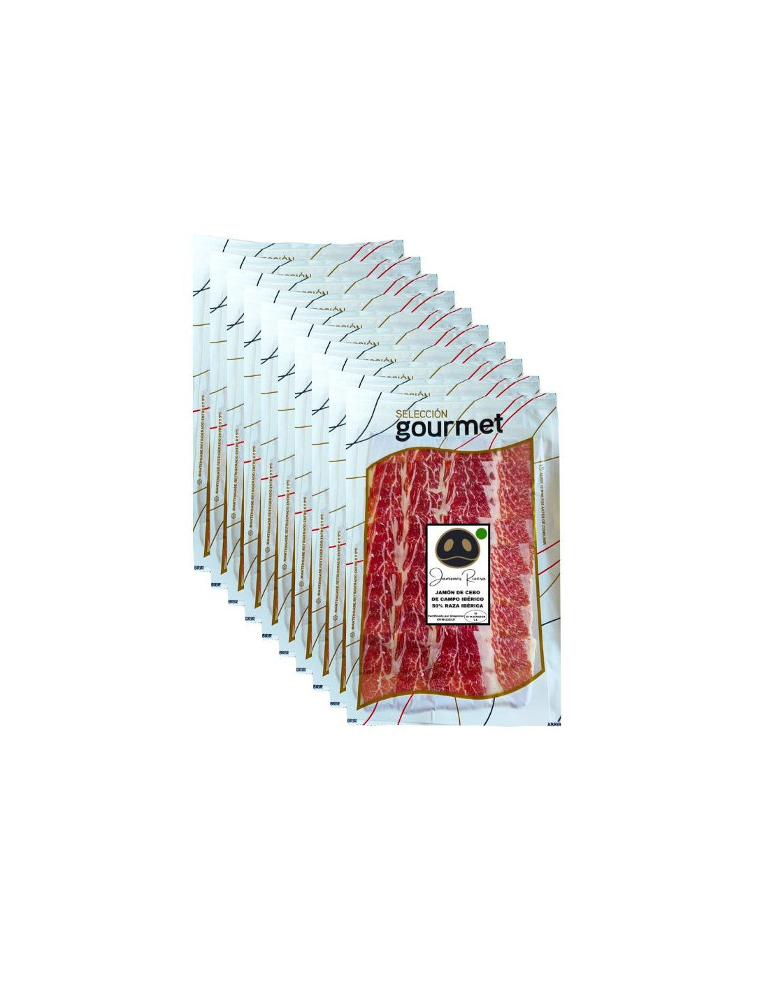 Jamón Cebo de Campo Ibérico 50% Rivera 1 kg Loncheado + Cuña Queso