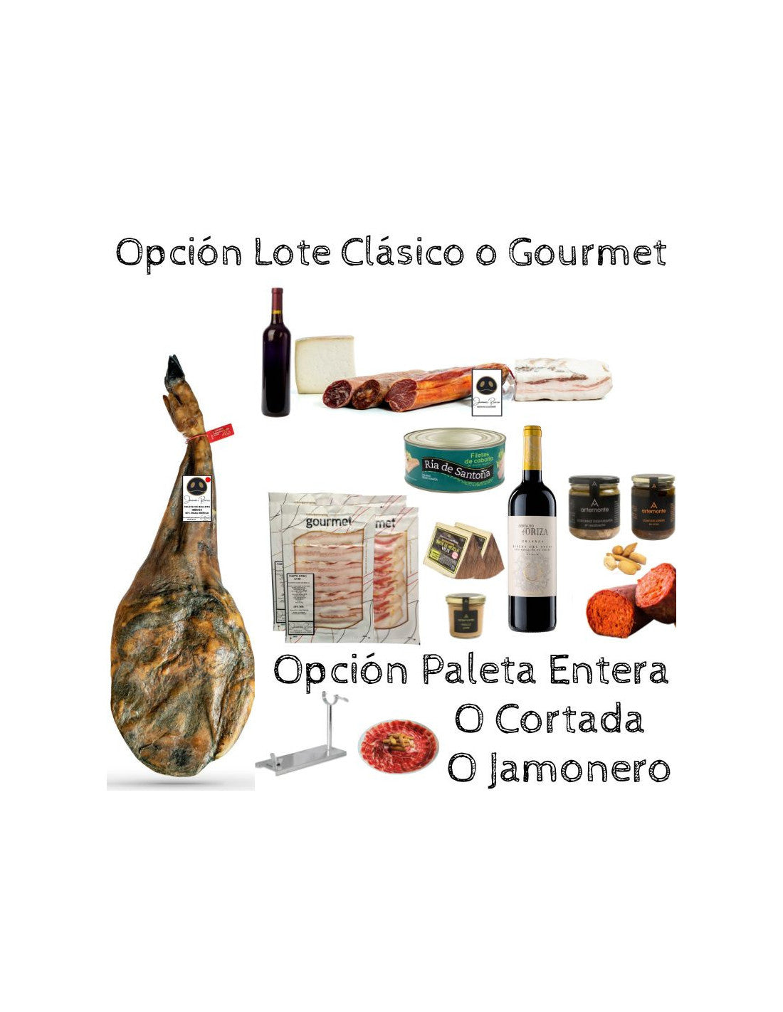 Cesta de navidad Gourmet con Paletilla Bellota 50% Rivera | 5–5,5 kg + Extras