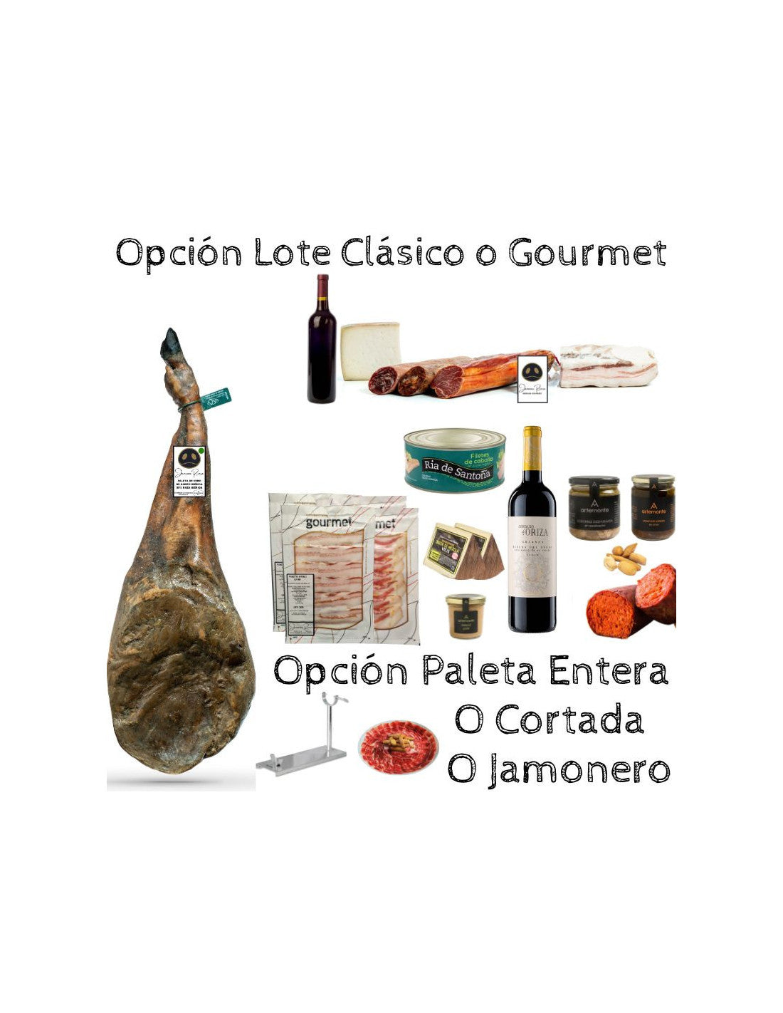 Cesta de Navidad con Paleta de Cebo de Campo Ibérica 50% Raza Ibérica Rivera