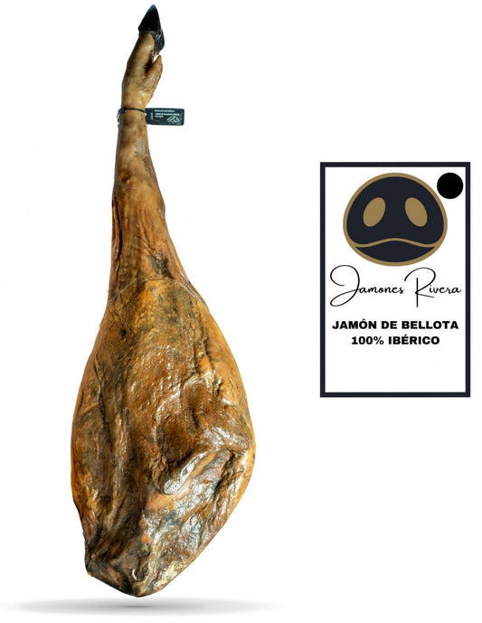 Jamón de Bellota 100% Ibérico Rivera + 2 cuñas de queso y picos